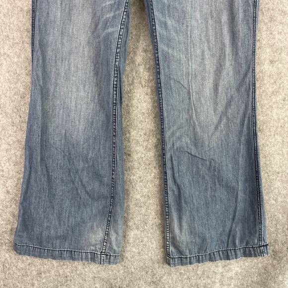 Free People Jeans Womens 31 Light Wash Wide Leg Stretch Mid Rise Boho Festival - Picture 3 of 14